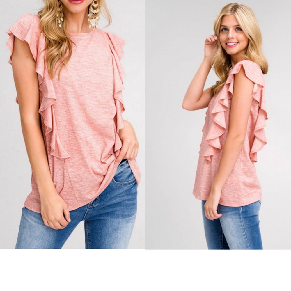 Rose Ruffle Detail Top
